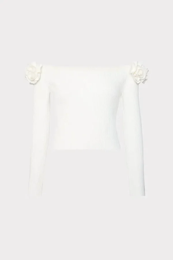 Cheap MILLY Kayla Off The Shoulder Knit Top Ecru