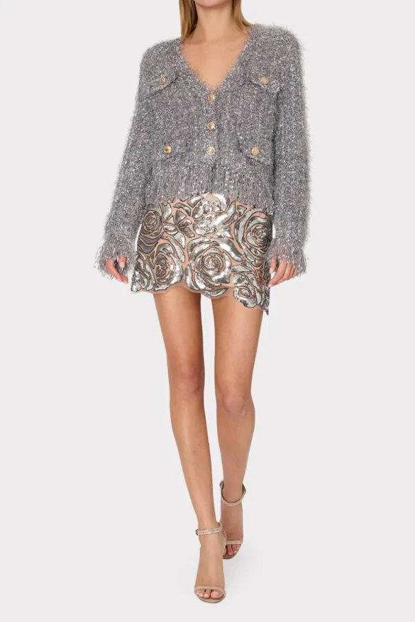 Best MILLY Kristina Rose Sequins Mini Skirt Silver