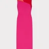 Outlet MILLY Kyle Color Block Knit Midi Dress Pink Multi