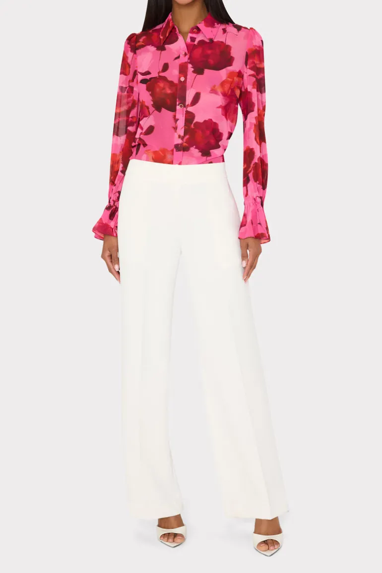 lacey_blurred_blossom_pri_1.webp Online MILLY Lacey Blurred Blossom Printed Blouse Pink Multi