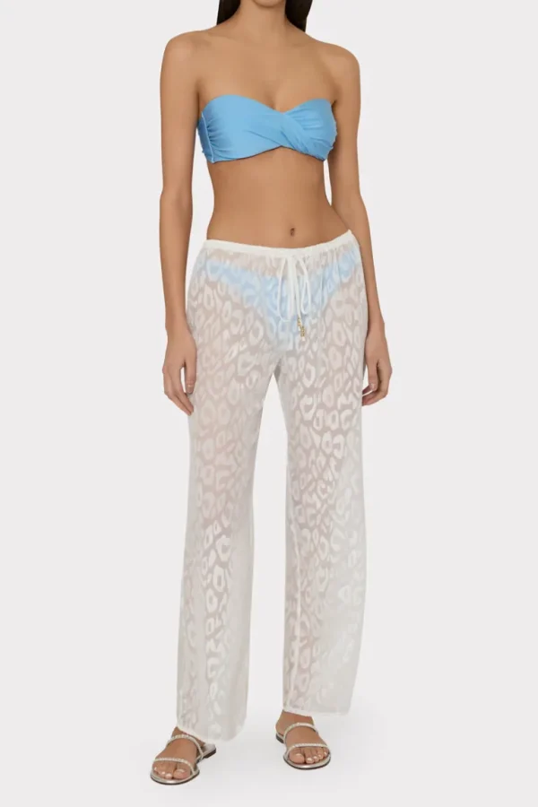 New MILLY Leopard Jacquard Track Pant White