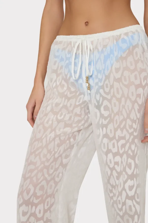 New MILLY Leopard Jacquard Track Pant White