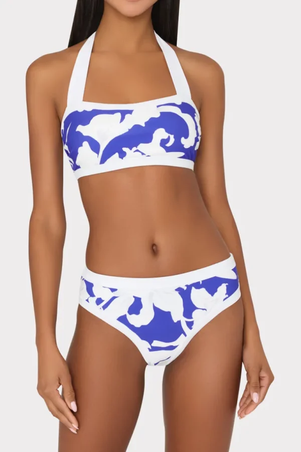 Outlet MILLY Lily Silhouette Bikini Bottom Blue/Ecru