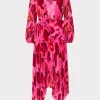 Store MILLY Liora Blurred Blossom Pleated Dress Pink Multi