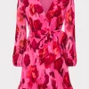 Flash Sale MILLY Liv Blurred Blossom Pleated Dress Pink Multi