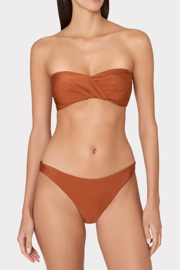 Cheap MILLY Margot Gloss Bikini Bottom Copper