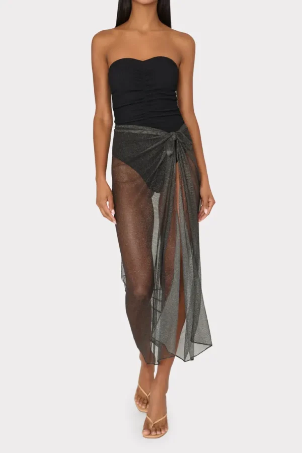 Best MILLY Metallic Mesh Sarong Black