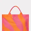 Best Sale MILLY Mimi Canvas Tote Milly Pink/Tangerine