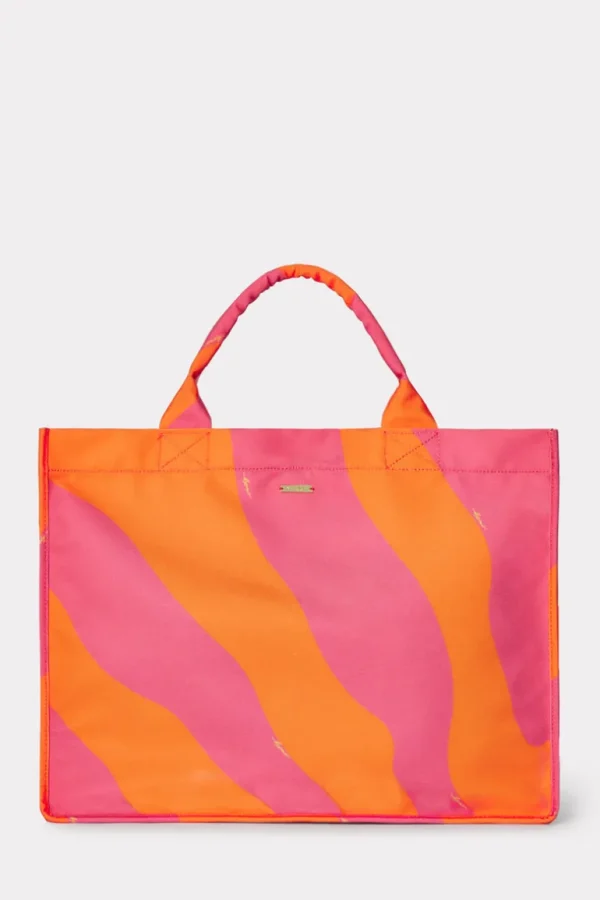 Best Sale MILLY Mimi Canvas Tote Milly Pink/Tangerine