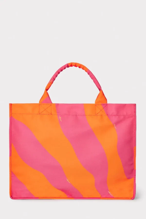 Best Sale MILLY Mimi Canvas Tote Milly Pink/Tangerine