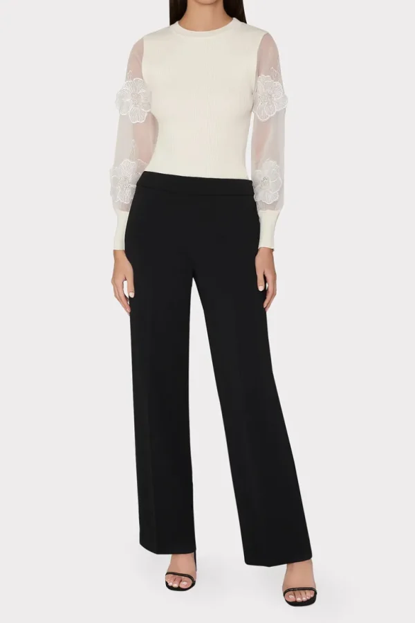 Best Sale MILLY Natia Crepe Pants Black