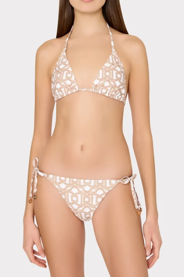 Fashion MILLY Nautical Chain Triangle Bikini Bottom Tan/White