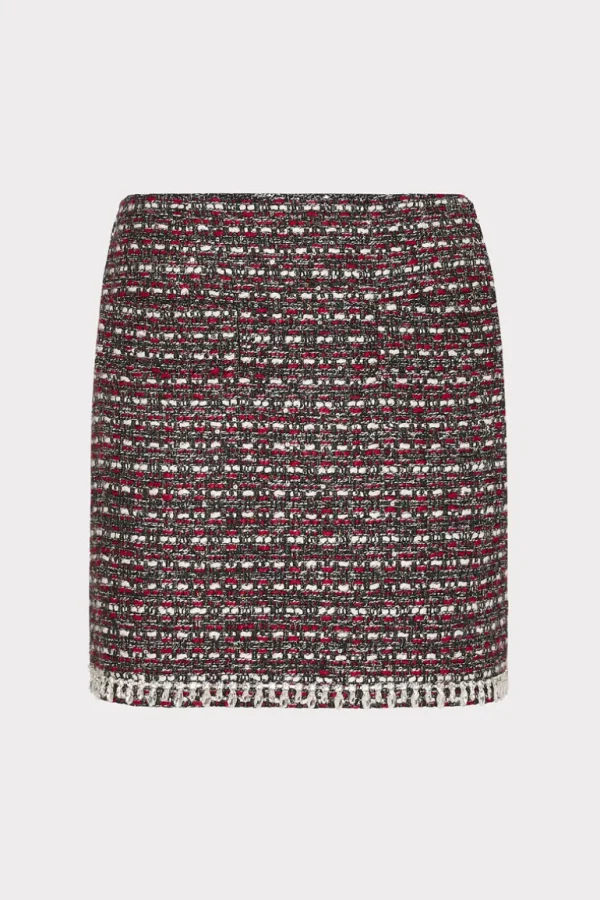 Cheap MILLY Nika Tweed Crystal Embellished Mini Skirt Scarlet Multi