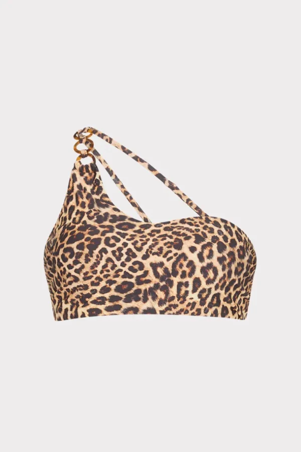 Cheap MILLY Niki Leopard One Shoulder O-Ring Bikini Top Multi