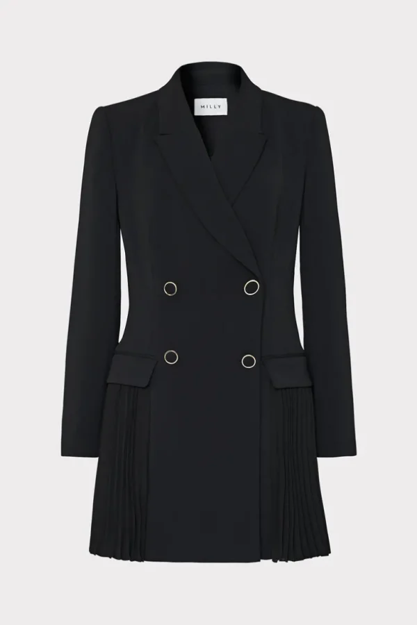 Best MILLY Noora Pleated Blazer Dress Black