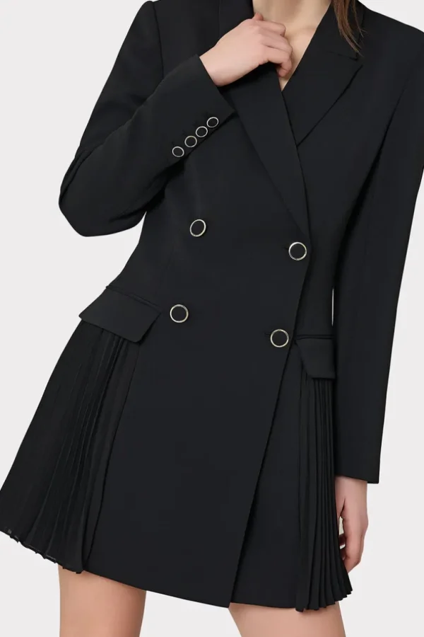 Best MILLY Noora Pleated Blazer Dress Black