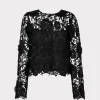 Discount MILLY Nori Long Sleeve Lace Top Black