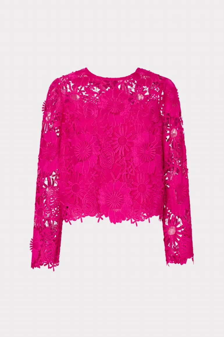nori_long_sleeve_lace_top_0.webp Cheap MILLY Nori Long Sleeve Lace Top Fuchsia
