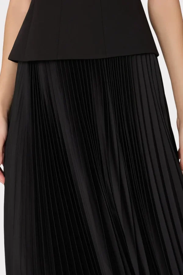 Discount MILLY Novalee Strapless Pleated Maxi Dress Black