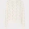 Sale MILLY Open Knit Sequin Crewneck Sweater Ecru