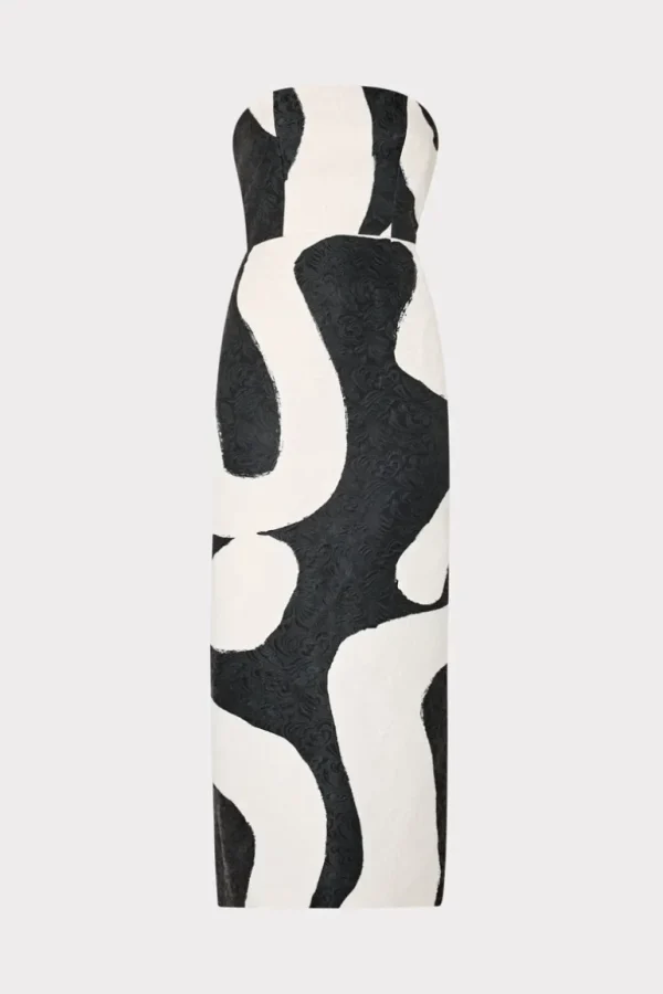 Best Sale MILLY Orion Ink Swirl Dress Black/White