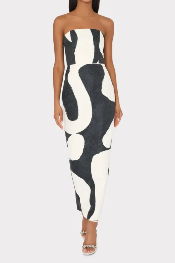 Best Sale MILLY Orion Ink Swirl Dress Black/White