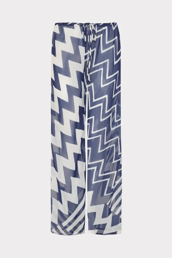 Best MILLY Patchwork Chevron Track Pant Blue/White