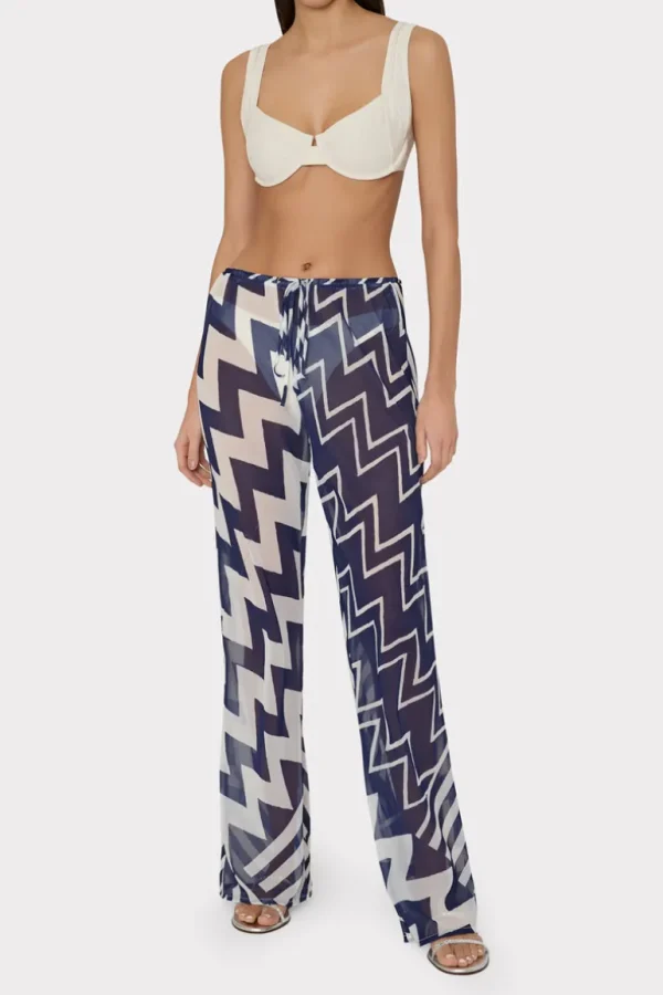 Best MILLY Patchwork Chevron Track Pant Blue/White