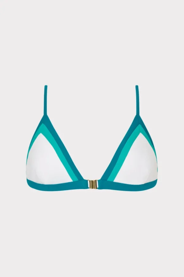 Outlet MILLY Positano Color Block Bikini Top Sea Green Multi