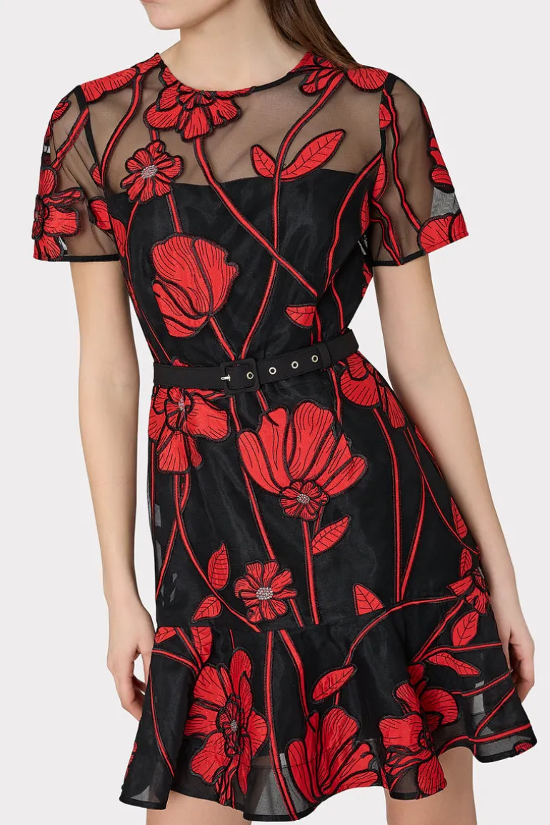 rosie_grand_fleur_embroid_2.webp Fashion MILLY Rosie Grand Fleur Embroide Dress Red