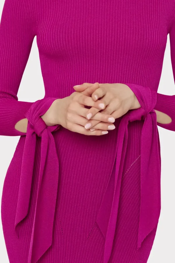 Best Sale MILLY Rowa Cascading Cuff Mini Dress Dark Pink
