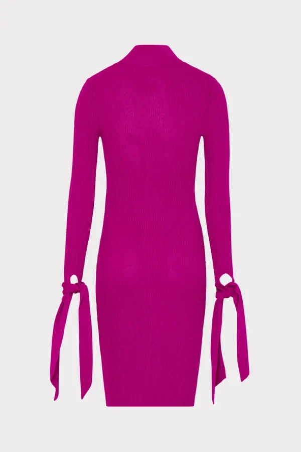 Best Sale MILLY Rowa Cascading Cuff Mini Dress Dark Pink