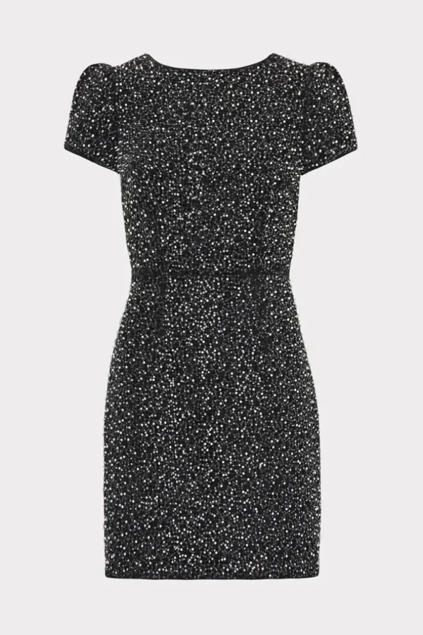 Flash Sale MILLY Rowen Beaded Tweed Dress Black