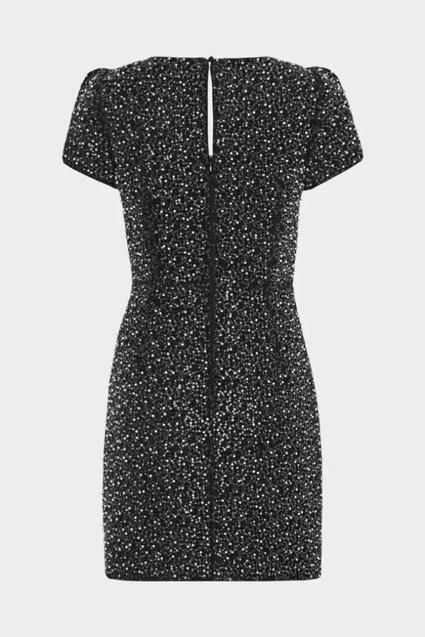 Flash Sale MILLY Rowen Beaded Tweed Dress Black