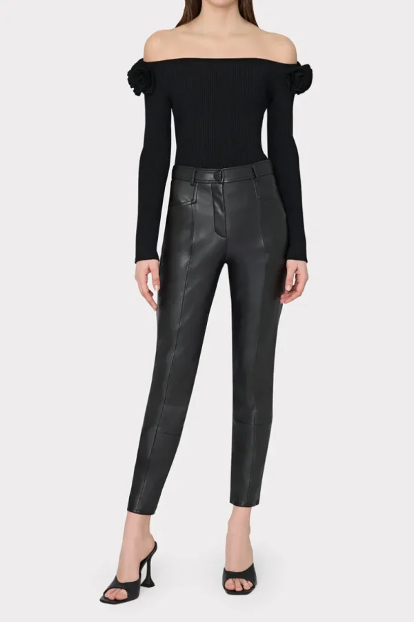 New MILLY Rue Vegan Leather Pants Black