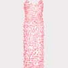 Best MILLY Sequin Crochet Midi Dress Pink/White