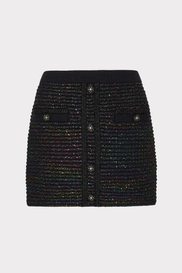 Cheap MILLY Sequin Textured Knit Mini Skirt Multi