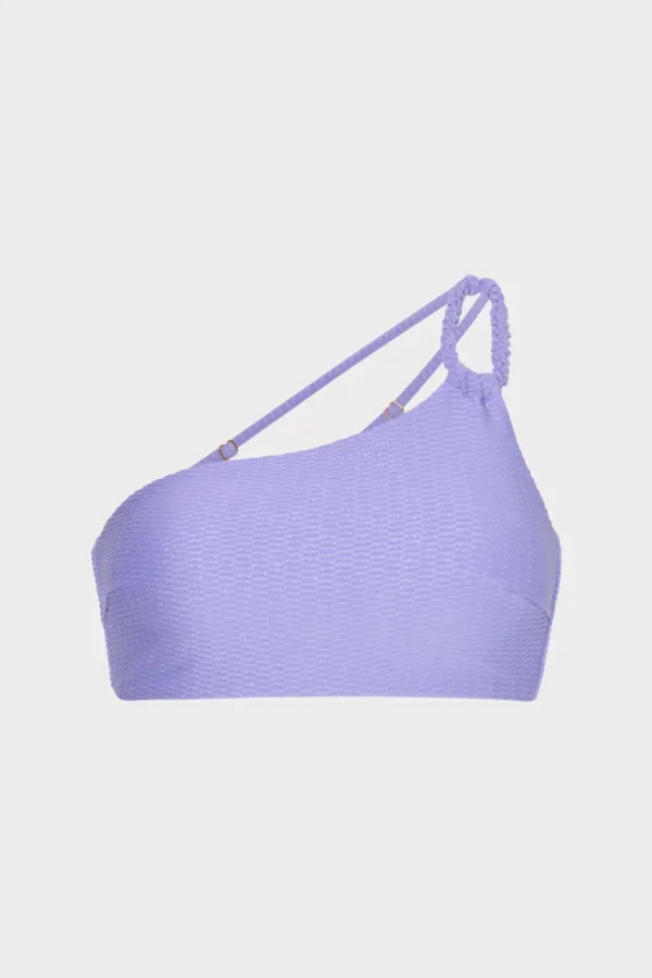 Online MILLY Shimmer Texture One Shoulder Bandeau Top Purple