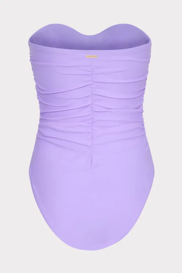 Hot MILLY Solid Ruched One Piece Lilac