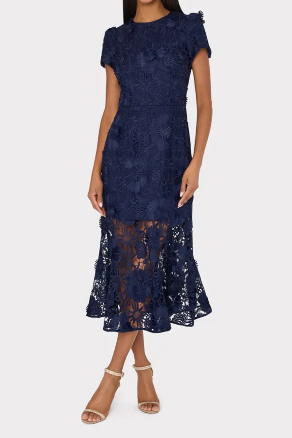 New MILLY Tahlia Lace Dress Navy