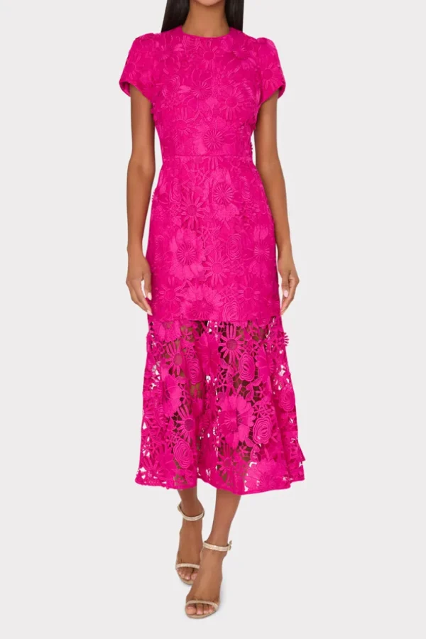 Flash Sale MILLY Tahlia Lace Dress Fuchsia