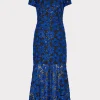 Outlet MILLY Tahlia Tulle Embroidery Dress Cobalt/Black