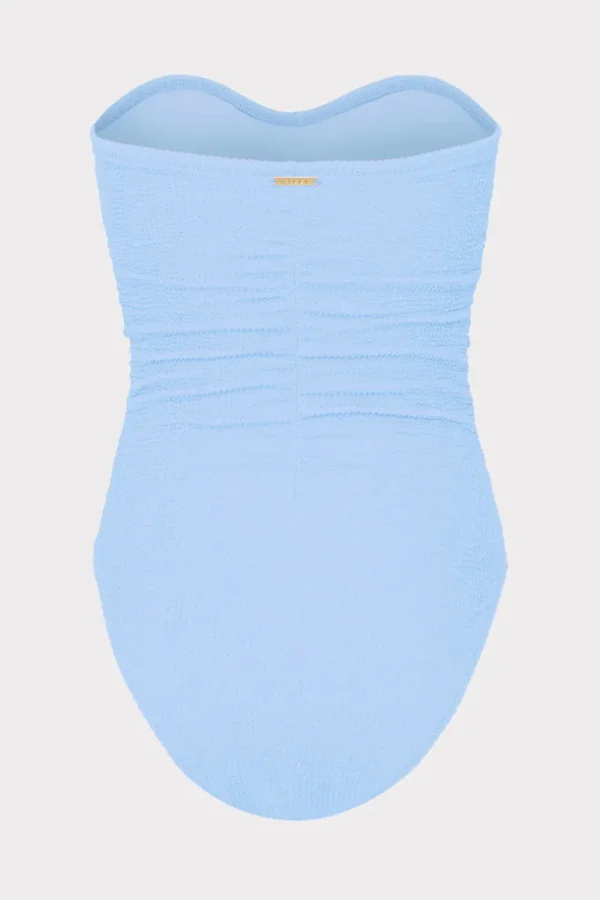 Hot MILLY Textured Ruched One Piece Light Blue