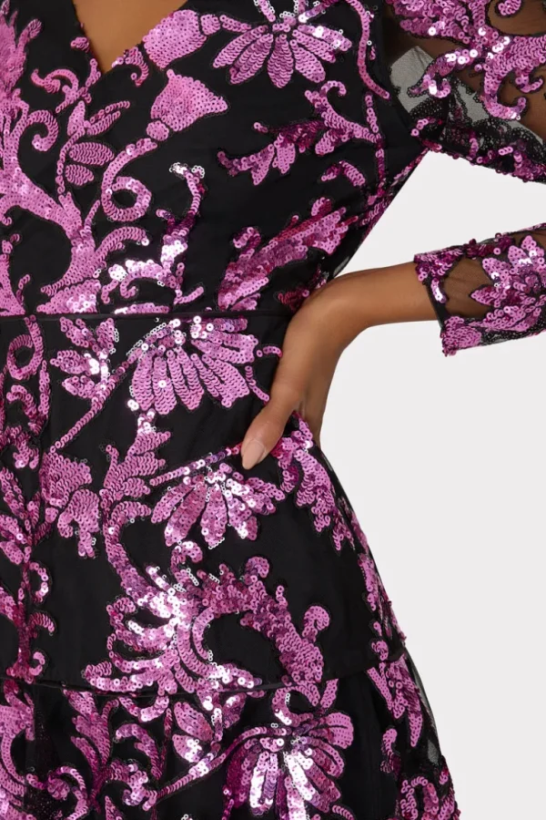 Online MILLY Tove Tassel Paisley Sequins Dress Pink Multi