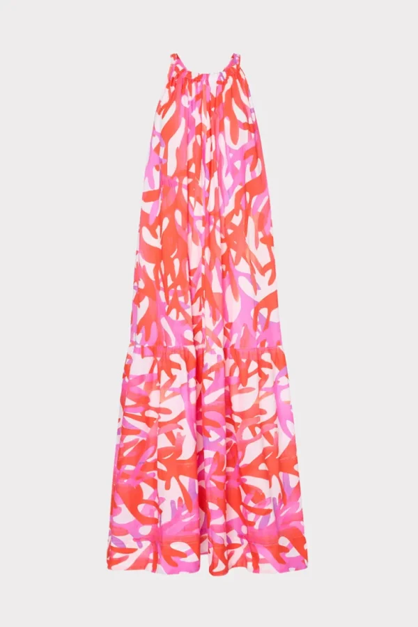 Flash Sale MILLY Under The Sea Halter Maxi Cover-Up Dress Pink Multi