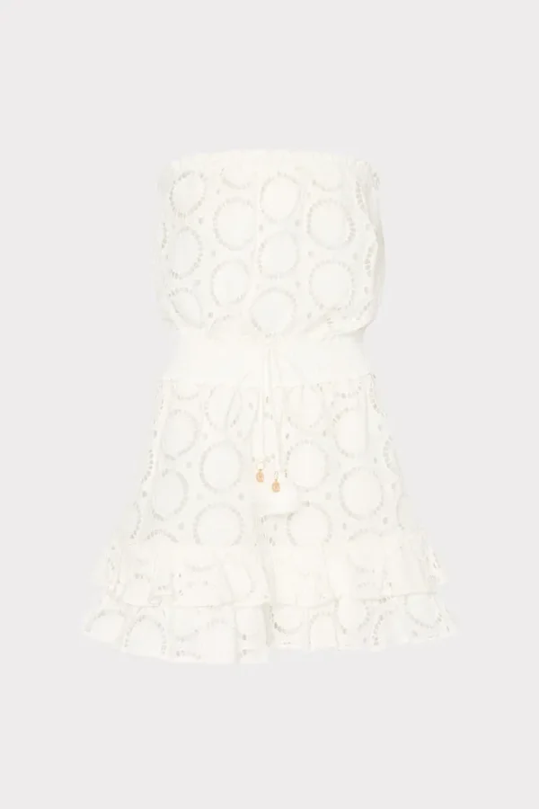 Fashion MILLY Verity Geo Eyelet Cover-Up Dress White