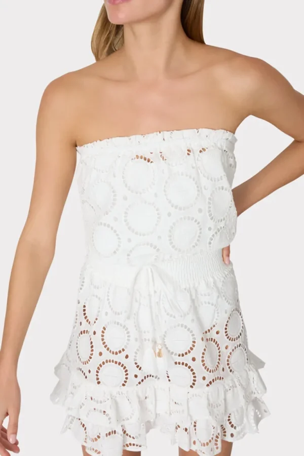 Fashion MILLY Verity Geo Eyelet Cover-Up Dress White