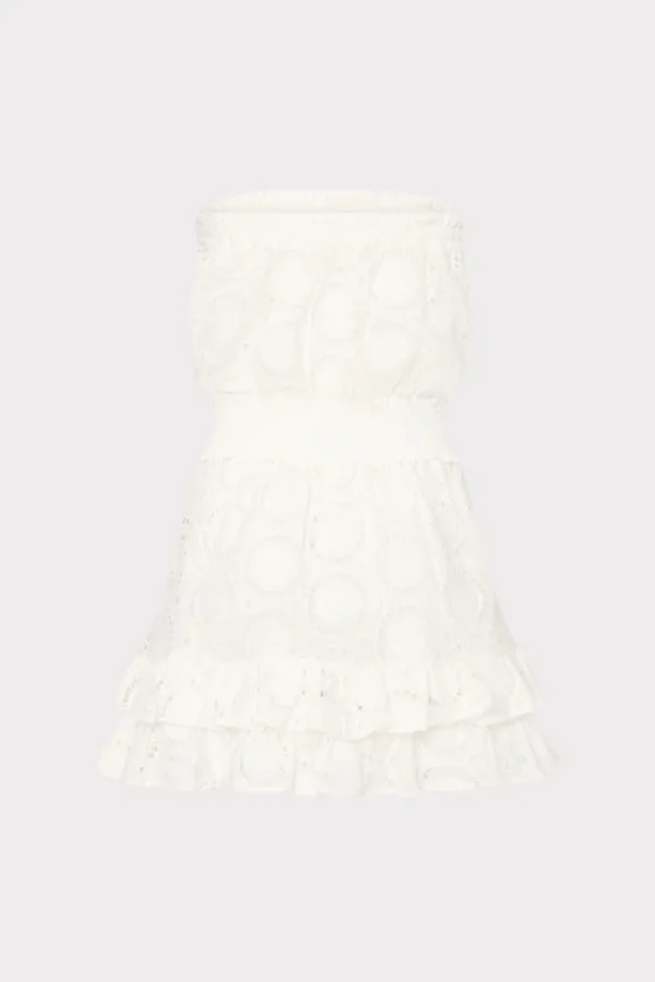 Fashion MILLY Verity Geo Eyelet Cover-Up Dress White