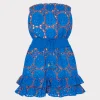 Hot MILLY Verity Two Tone Geo Eyelet Cover-Up Dress Cobalt/Coral