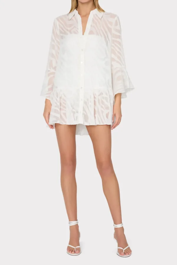 Cheap MILLY Vierra Zebra Burnout Cover-Up Dress White